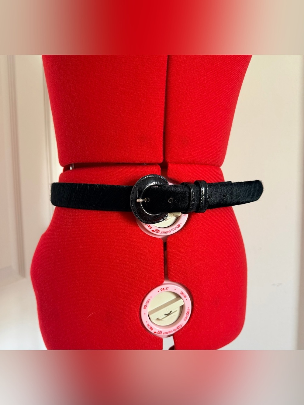 RARE Vintage Y2K 90s Tarox Italy Haircalf Leather Belt Cowhide S M cow hair Doen